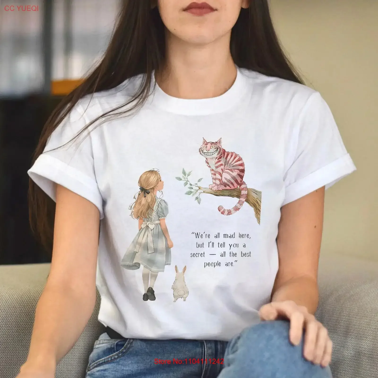 Alice Adventures Wonderland Retro Childrens Vintage Book Day T Shirt vintage Washed Slightly Soft Versatile Breathable homme