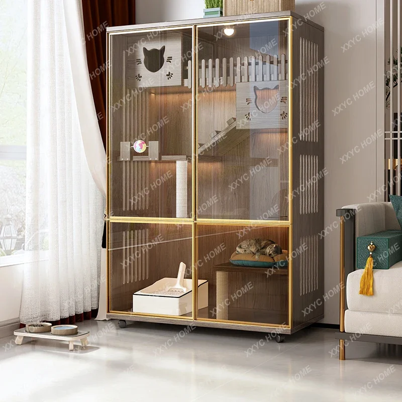 Cat Villa Cage Indoor Household Solid Wood Cat House Large Free Space Cabinet House Nest Deluxe Room