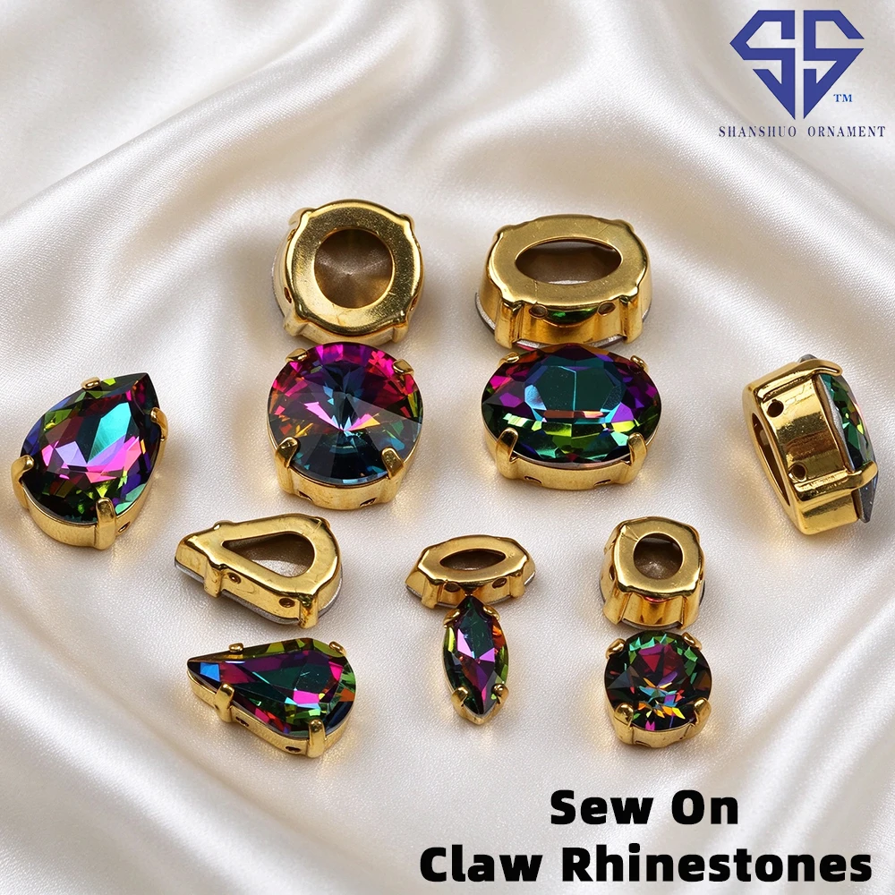 SS Volcano Colors Mixed Styles Sparkly Crystal Strass Sew-On Claw Rhinestones Charms DIY Supplies Craft For Dresses Shoes Bags