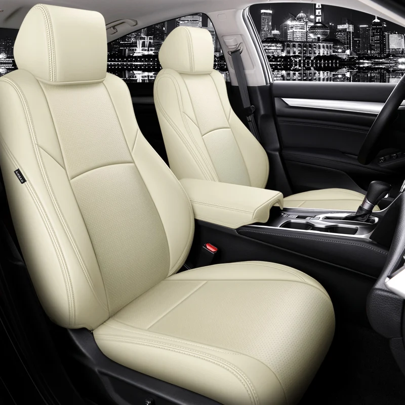 Custom Fit Car Seat Covers Accessories Full Set Middle Perforated Genuine Leather Specific For Honda Fit Accord Civic CRV 6