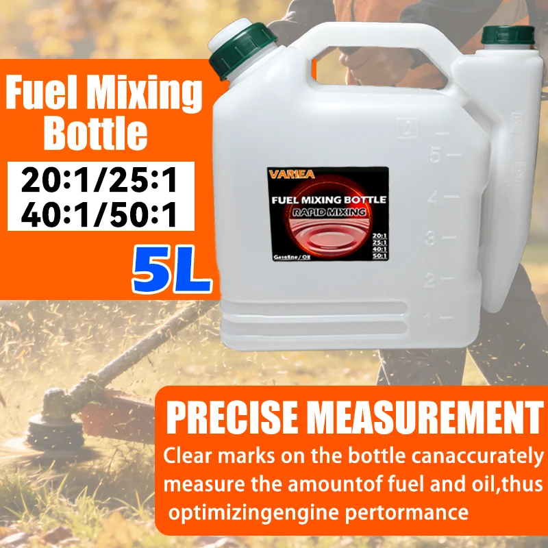 VARIEA- 1L/2L/3.5L/5L-2-Stroke Fuel Mixing Bottle - Compatible with 25:1, 50:1, 40:1, 20:1 Fuel Ratios, Leak-Proof Design