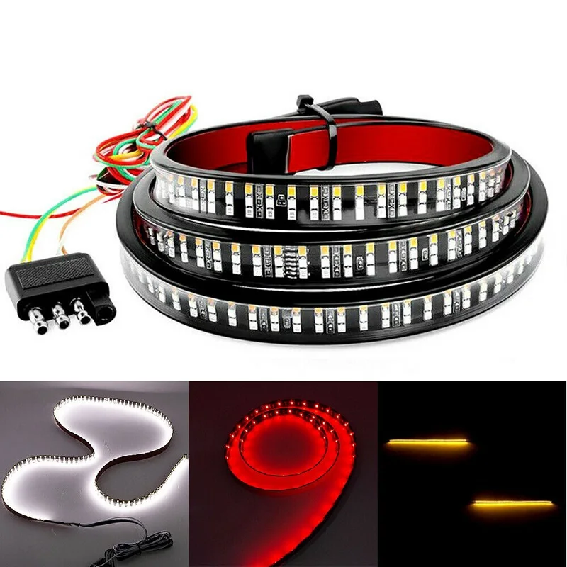 

120/150CM 12V LED Strip Light Bar Triple Rows 5-Function With Reverse Brake Turn Signal light For Jeep Pickup SUV Truck Tailgate