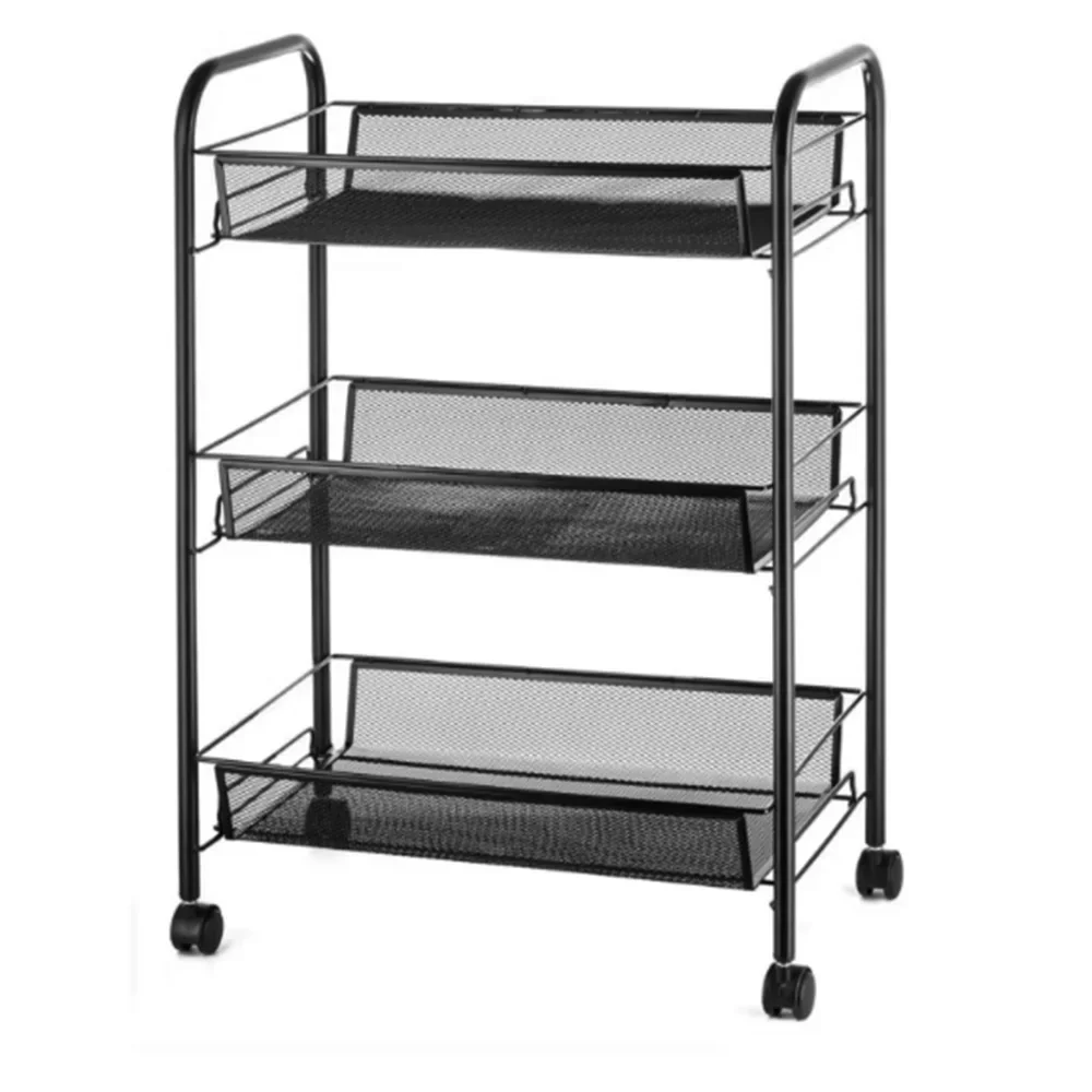 Multi-Purpose Household Rack Kitchen 3-Tier Rolling Basket Storage Cart Trolley With Wheels Auxiliary For Beauty Salon