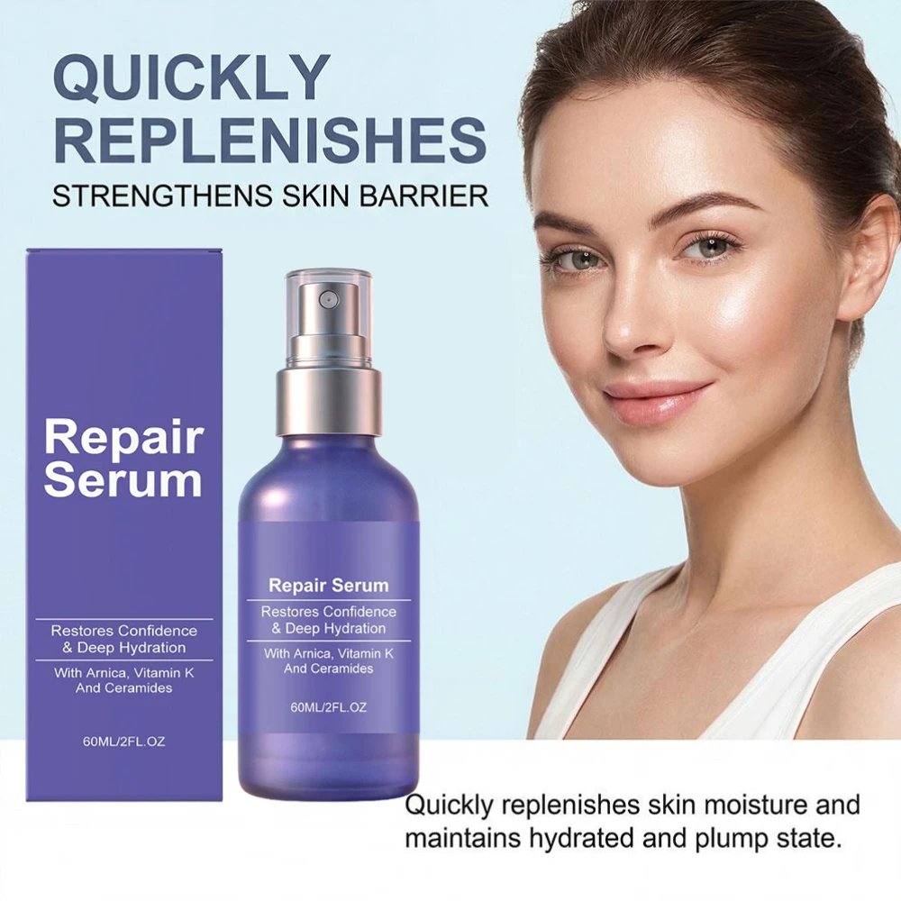 Suero Reparador de Piel con Vitamina K y Ceramidas, Reparación de la Barrera Cutánea, Hidratante, Restaura la Confianza, Esencia Facial Calmante para el Cuidado de la Piel