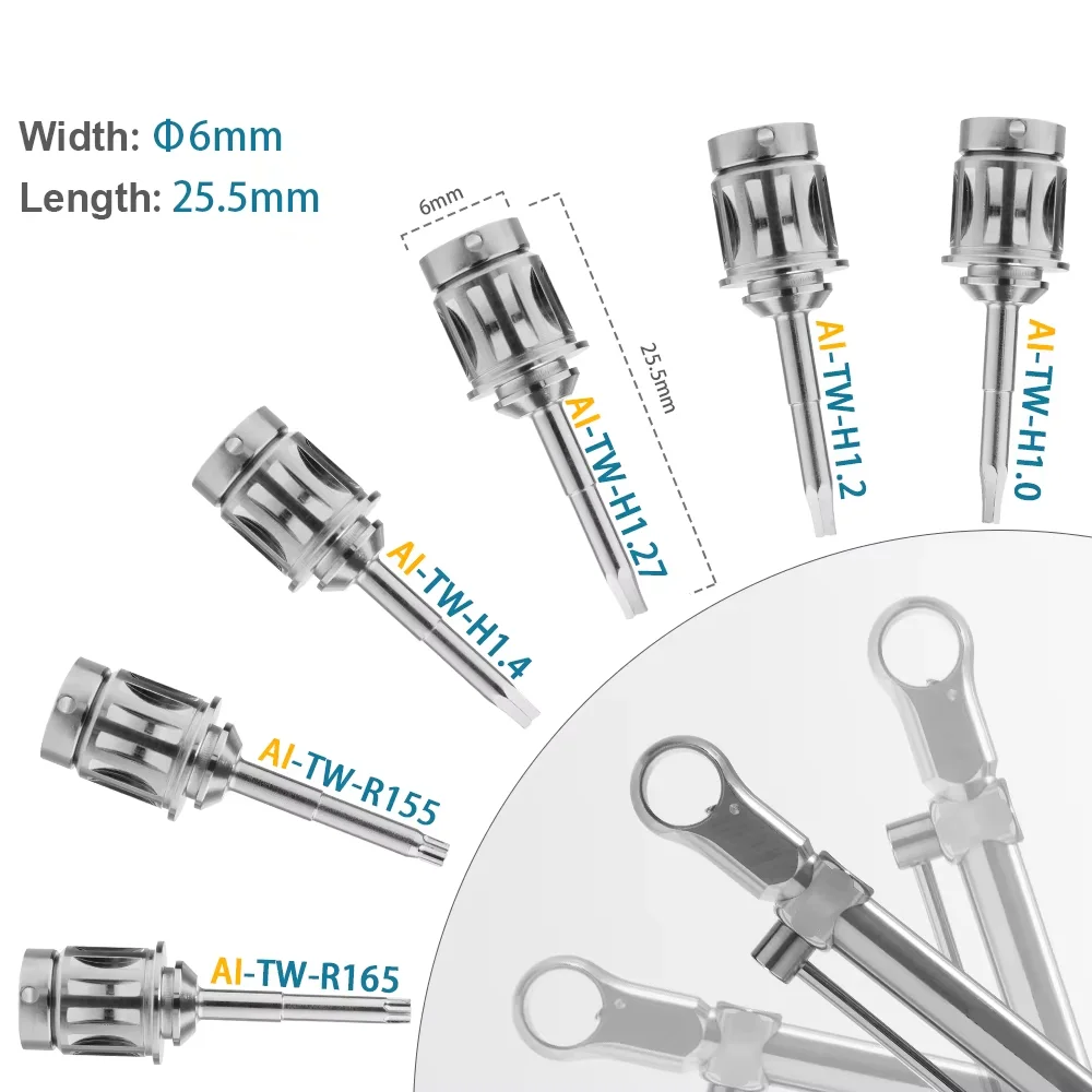 AI-TW Dental Implant Screwdriver Shaft Replacement Parts Multiple Tip Types Stainless Implant Restoration dentistry material