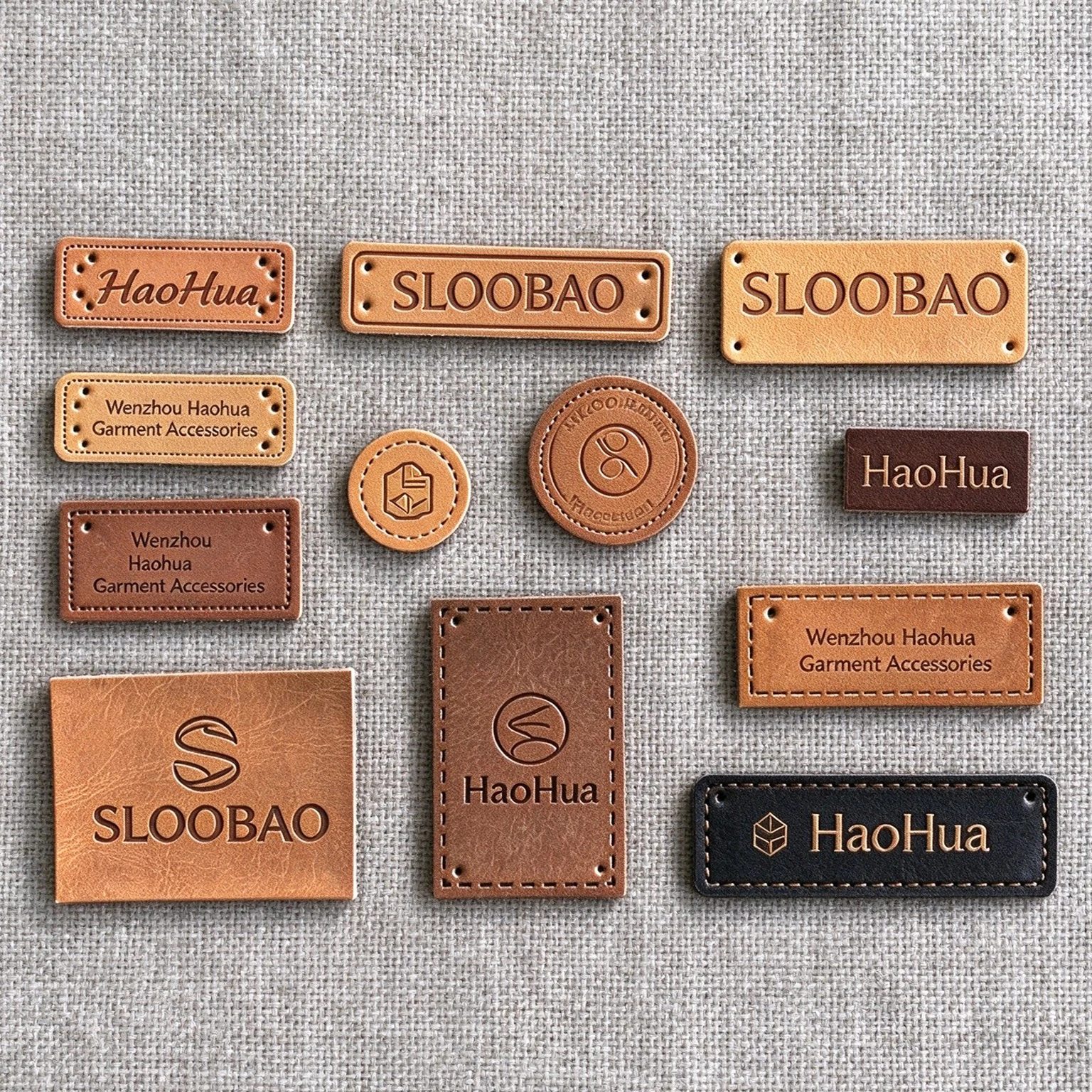 Customized PU Imitation Leather Waist Patches Jeans Logo Embossing Clothing Accessories Luggage Tags Hat Labels for Fashion Desi