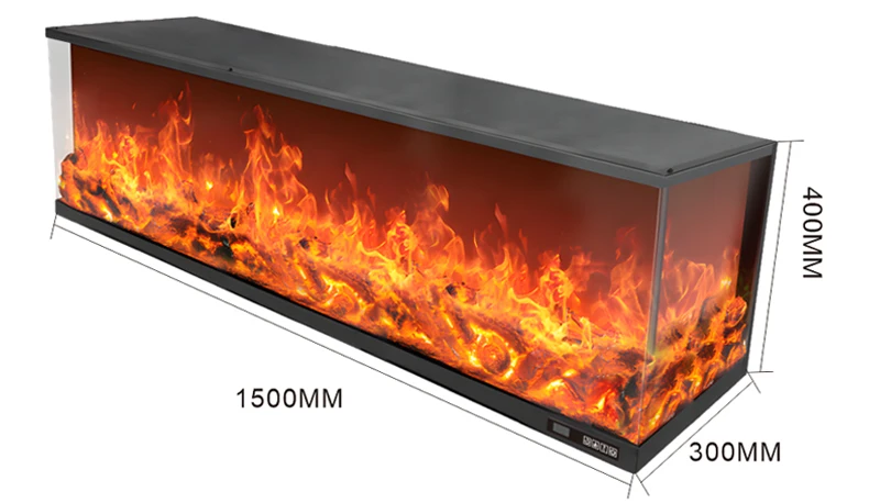 Modern Home  New Designed Surround 3 Sides 1500 MM/60 inch With Most Realistic Natural Decor Fire Digital Electric Fireplace