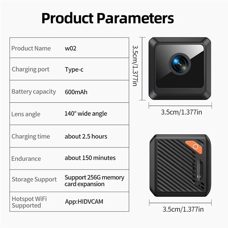 Cámara de seguridad HD AA08-1080P para vigilancia, cámara de vigilancia con detección de movimiento y visión nocturna, las mejores minicámaras para coche