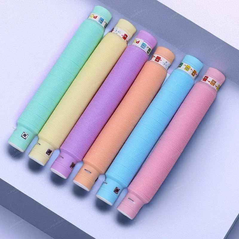 6/12/18/24/30Pcs/Pack Tubes Sensory Toy For Adult Fidget Stress Relieve Toys Kids Autism Anti Stress Plastic Bellows Squeeze Toy