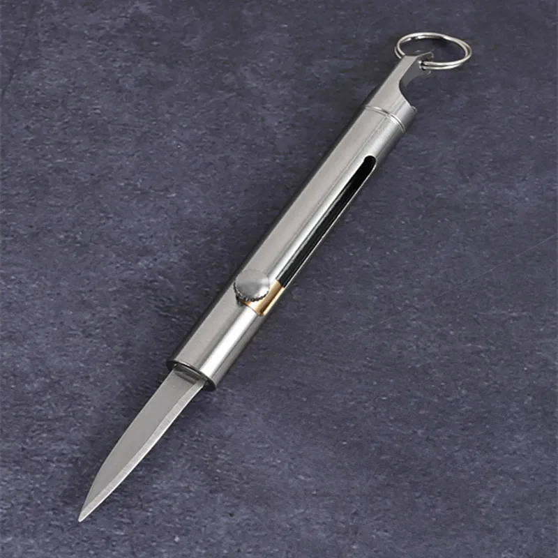 Tragbares Messer aus Messing mit Flaschenöffner, scharfes Campingmesser, Geschenk, Outdoor-Messer, Schlüsselanhänger, Geschenk