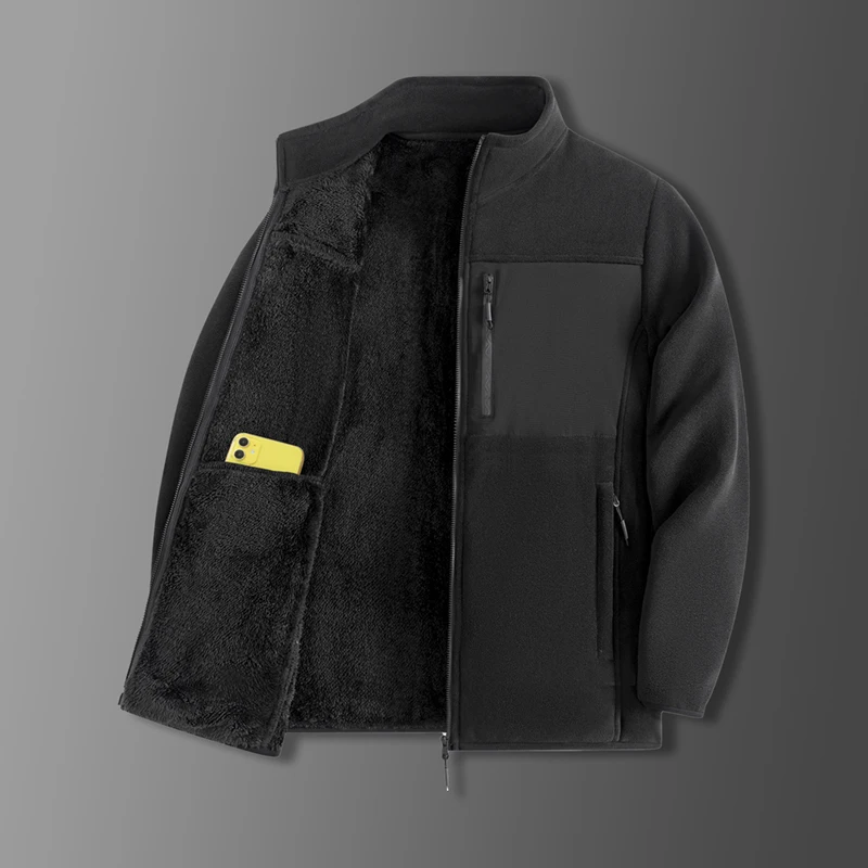 

Mens Outdoor Fleece Jacket Autumn Winter Thickened Polar Insulation New Season Warm Casual Coat Top Added Warmth