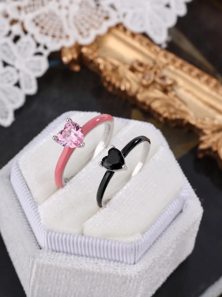 خاتم من الفضة الإسترليني عيار 925 بسيط كلاسيكي على شكل قلب الحب من الزركون للنساء لحفلات الذكرى السنوية مجوهرات راقية عالية الجودة #5