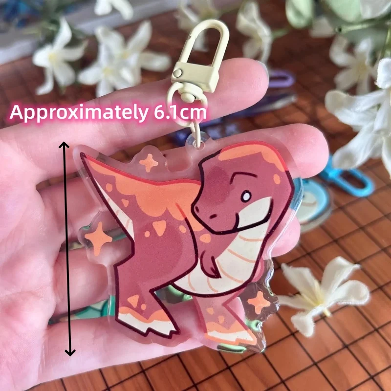 Cartoon Dinosaur Acrylic Keyring – Kawaii Anime Bag Charm, Dino Fan Present for School Bag, Car Keys, Purse Decoration