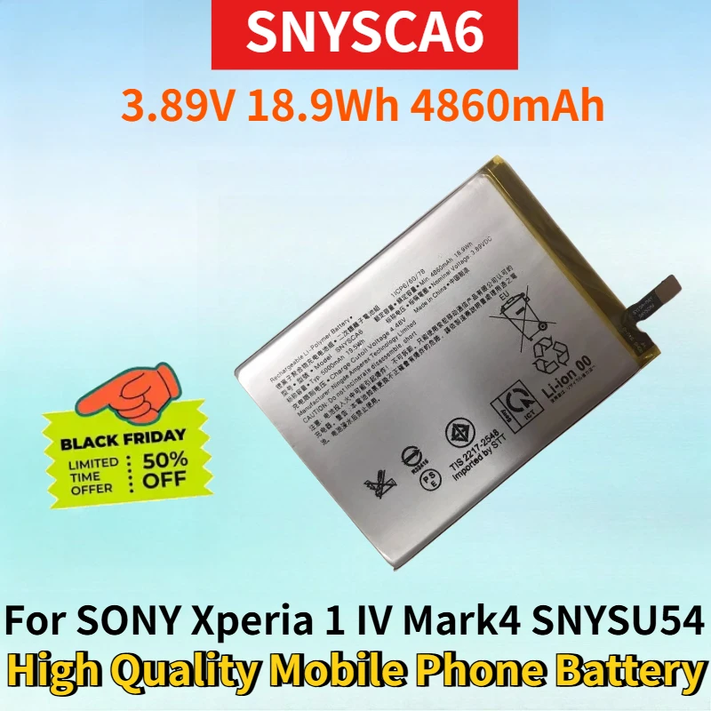 

SNYSCA6 3.89V 18.9Wh 4860mAh Rechargeable Battery for SONY Xperia 1 IV Mark4 SNYSU54 SNYSDU6 High Quality Mobile Phone Battery