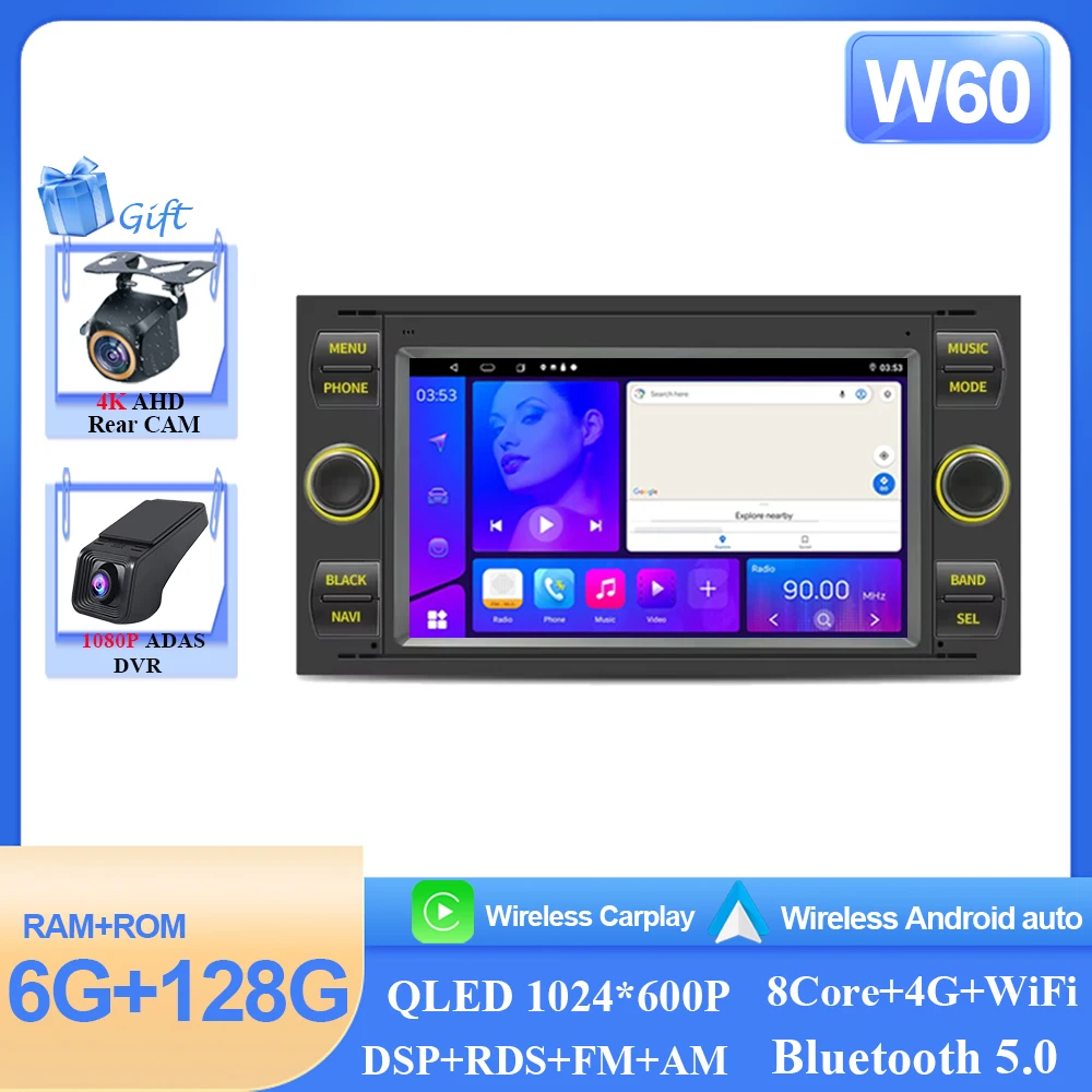 Android15 Autoradio Wifi Navi Voor Ford Mondeo S-max Focus C-MAX Galaxy Fiesta Transit Fusion Connect Kuga multimedia GPS BT WIFI