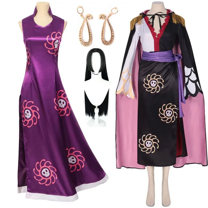 

Anime Boa Hancock Cosplay Costume Tops Skirt Wig Accessories Suit Oka Shichibukai Female Emperor Role Play Cheongsam Halloween