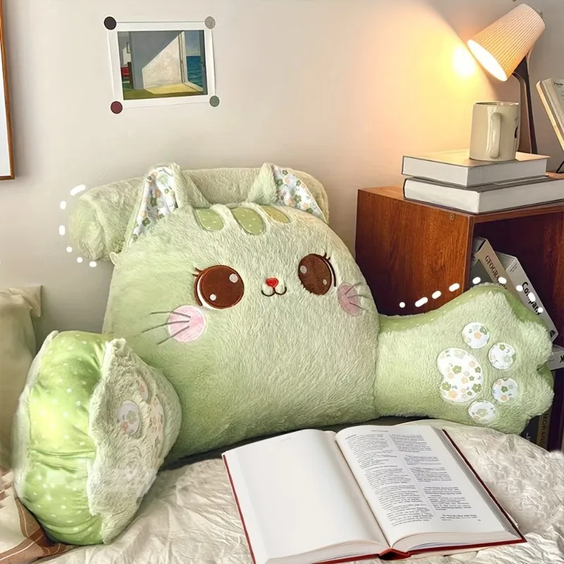 Adorable Cat Plush Pillow with Big Eyes Paw Soft Fluffy Fabric Bedside Cushion Bed Reading Pillow Sofa Chair Cushion Home Decor