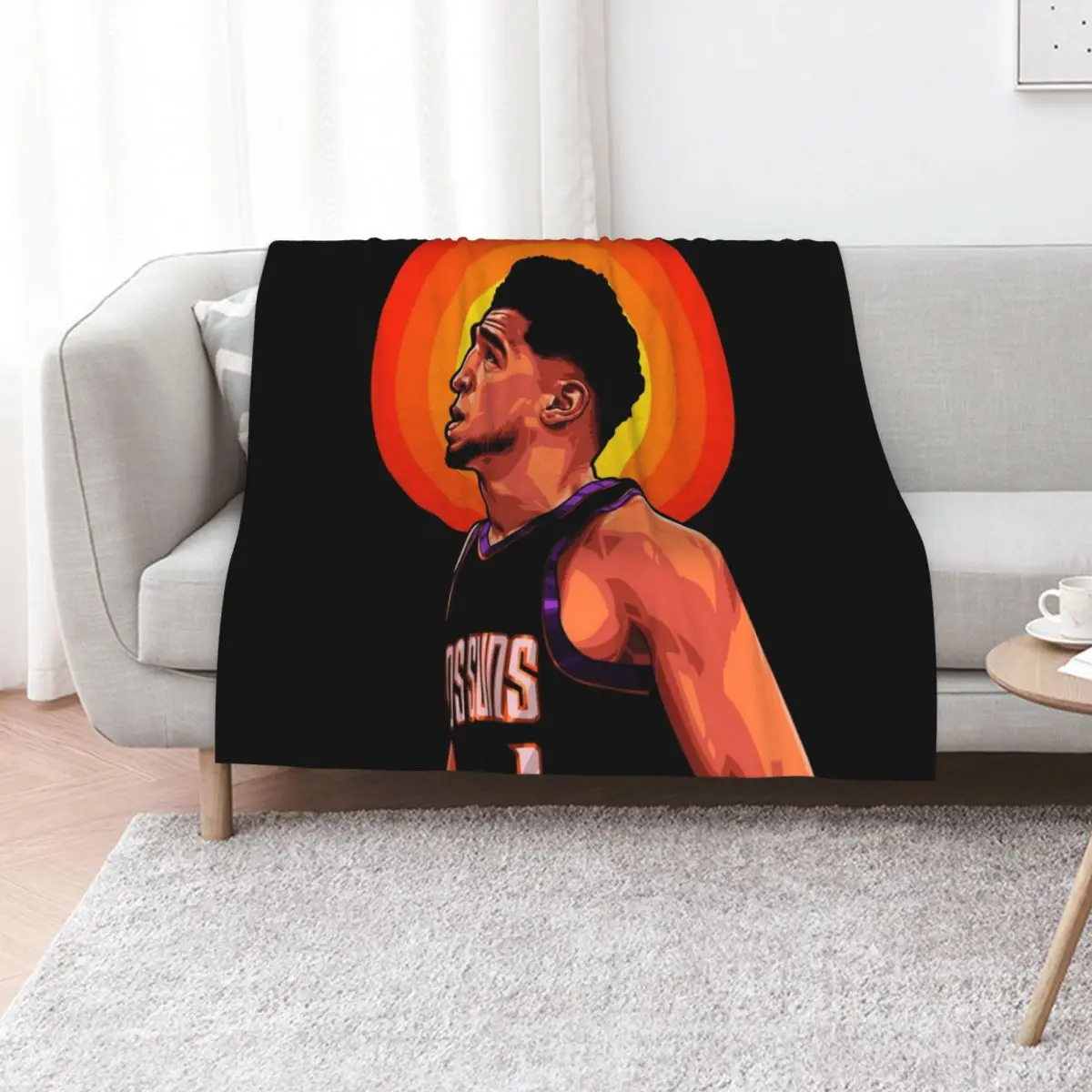 

Devin Booker Throw Blanket Plaid on the sofa Hairy blankets ands Shaggy Blankets