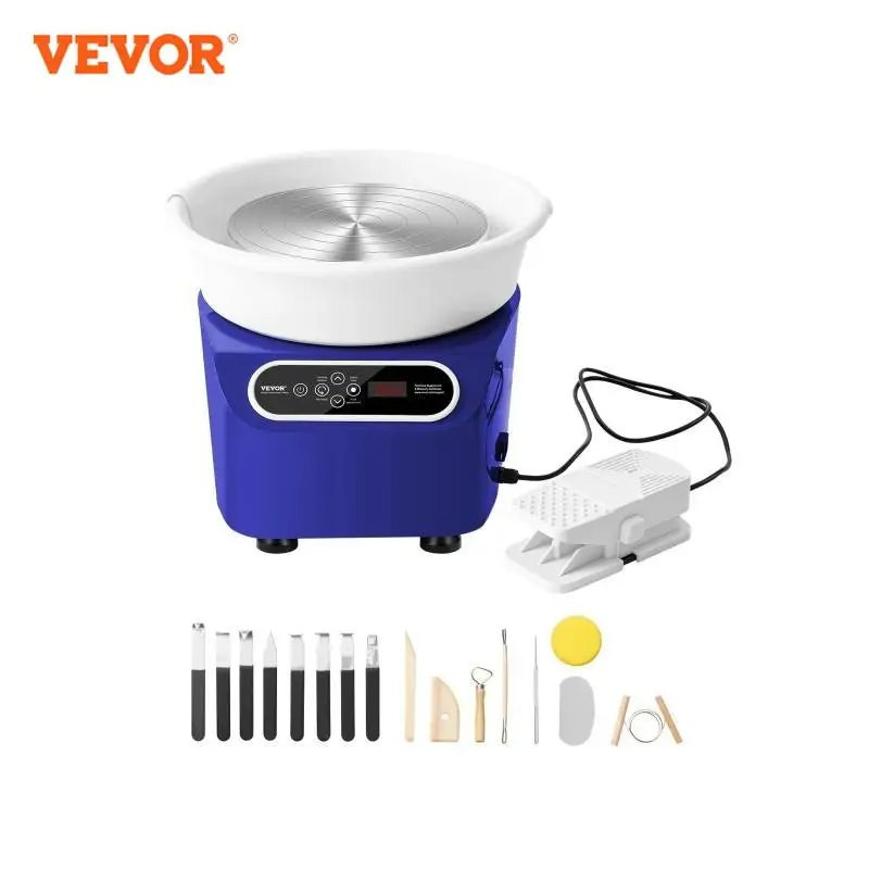 VEVOR Roue de Poterie 280 mm, Tour de Potier Électrique 450 W, avec Pédale Écran Tactile LCD et