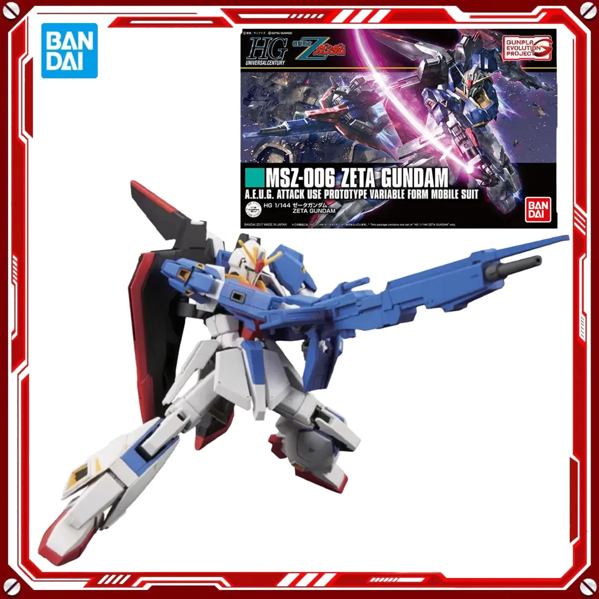 

Bandai Genuine Gundam Anime Model Kits MSZ-006 Zeta Gundam Gunpla Toys HGUC 1/144 Action Figure Assembly Model Christmas present