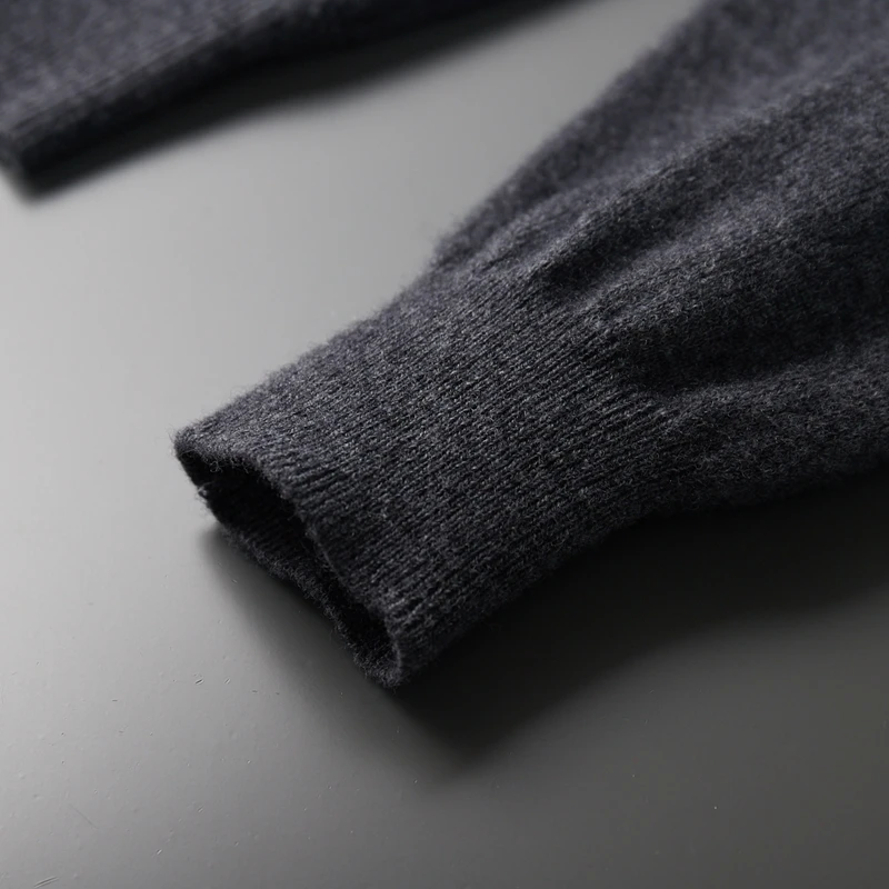 Men Sweaters 100% GOAT CASHMERE Knitted Pullover Winter Autumn button collar Full Sleeve Jumpers Solid Color Male Clothes