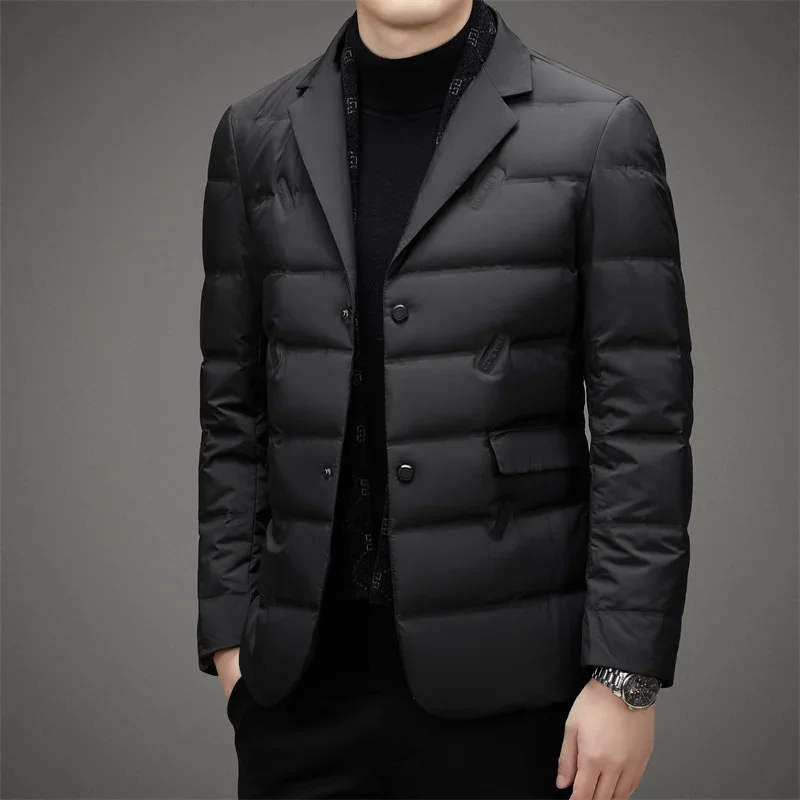 Down Suit Men 2024 New Middle-aged Men Winter Warm Duck Down Clothes Father Winter Suit Coat  Blazer Masculino Slim Fit