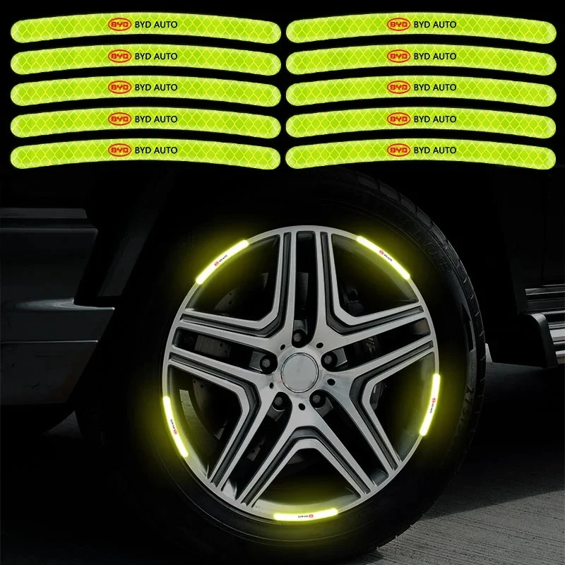 5/10/20Pcs Car Tire Wheel Warning Reflective Sticker for BYD Atto 3 Seal Dolphin Sealion 6 Yuan Plus Seal U Frigate 07 Seagull