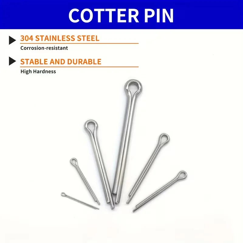 175pcs Stainless Steel Cotter Pin Kit Elastic Hairpin Pins Bayonet Pivot Pin Spring Pin U-Shaped Pin Separation Clip Fasteners