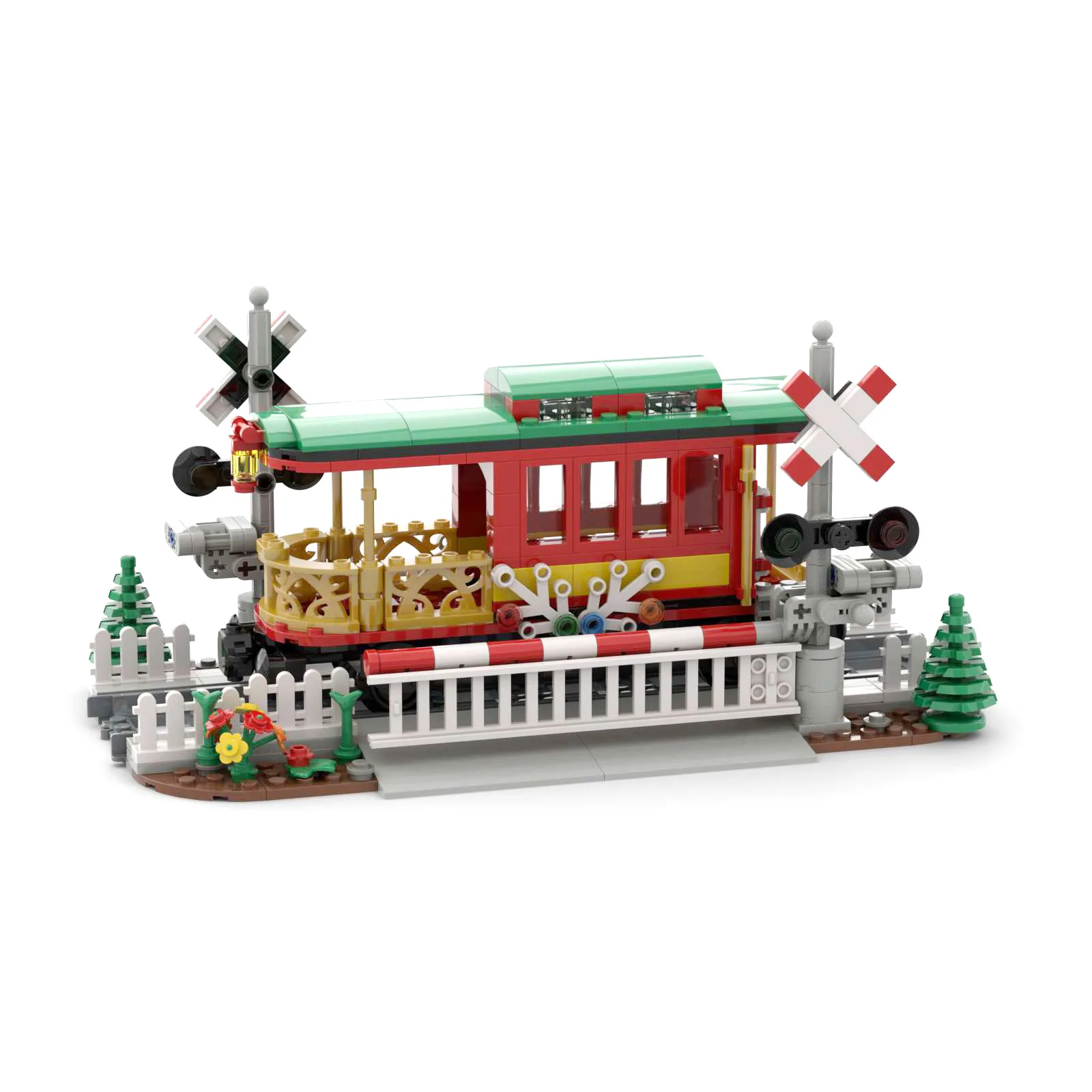 

MOC Creative Expert Ideas City Train Railing Crossing Railway Express Bricks Building Blocks DIY Toys for children gifts