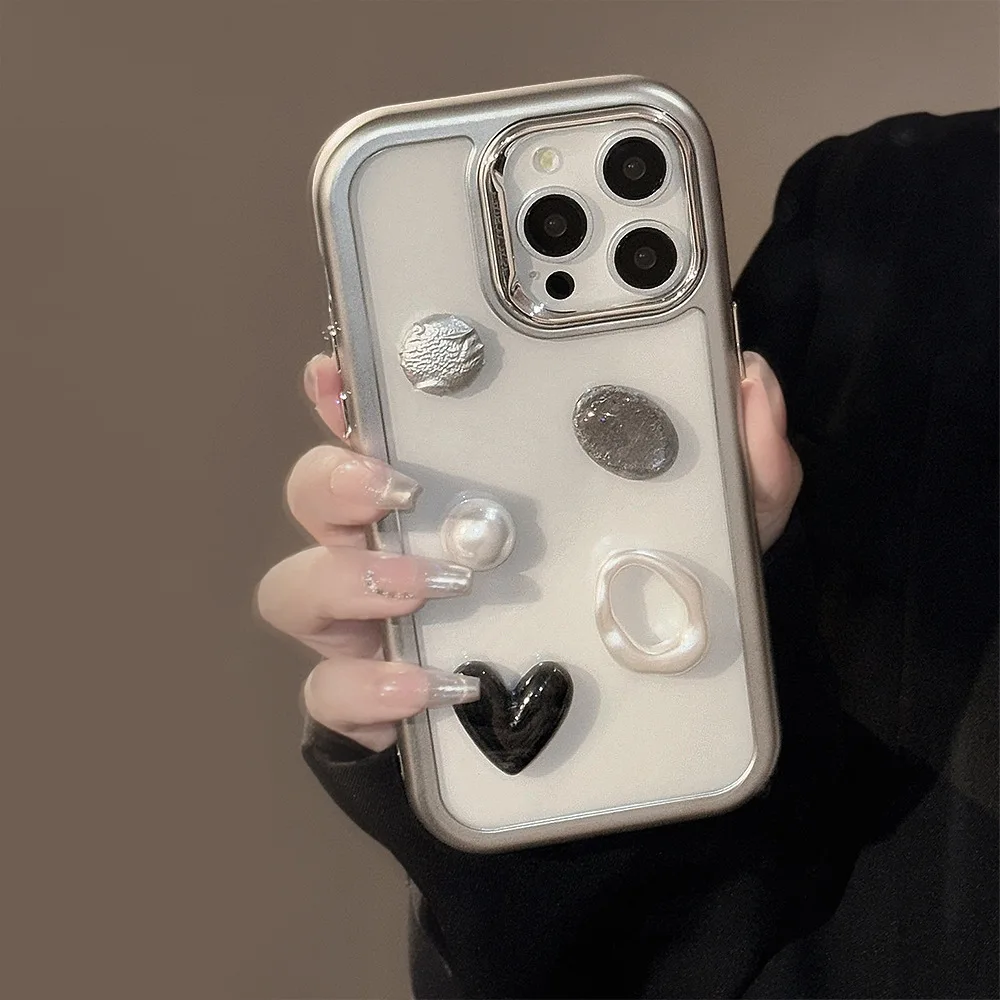 3d pretoemmobile acrílico high-end sentido caso de telefone para iphone15por/16por max caso de telefone para iphone13/14por max capa protetora