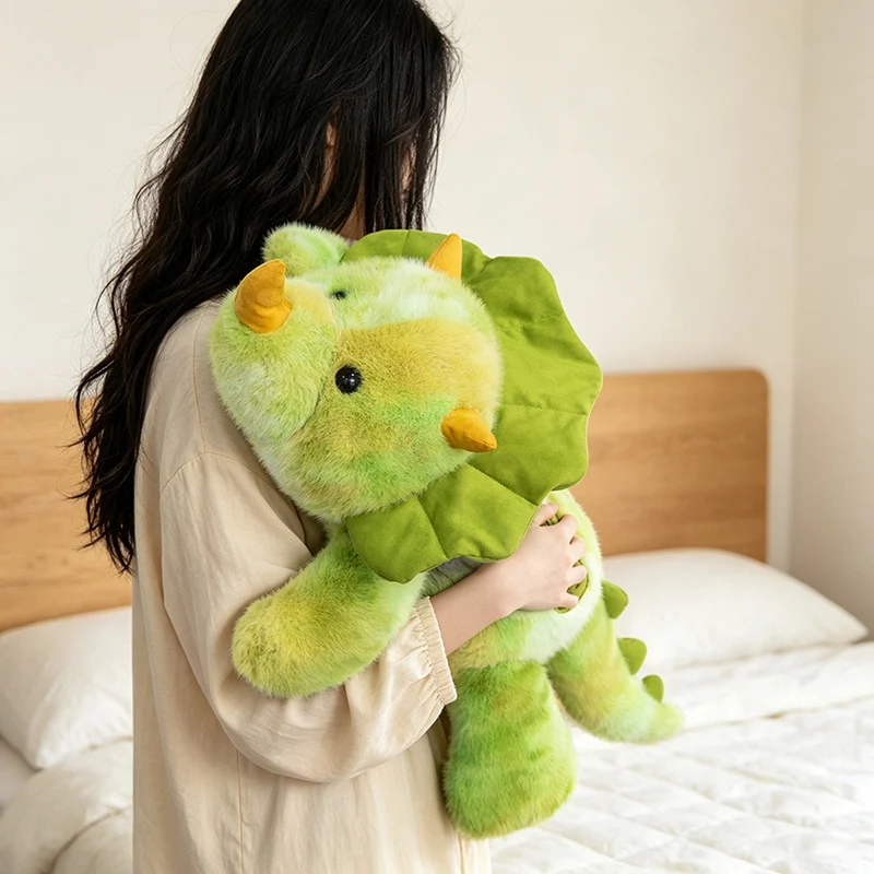 Weighted Triceratops Plush Pillow Tie‑dyed Dinosaur Stuffed Animal Large Soft Throw Cushion Home Decor - view 4