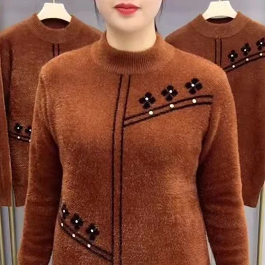 Knitted Sweater Outerwear for Elderly Women Fashionable Autumn Wedding Top for Mom Middle-Aged and Elderly Chinese Style M149