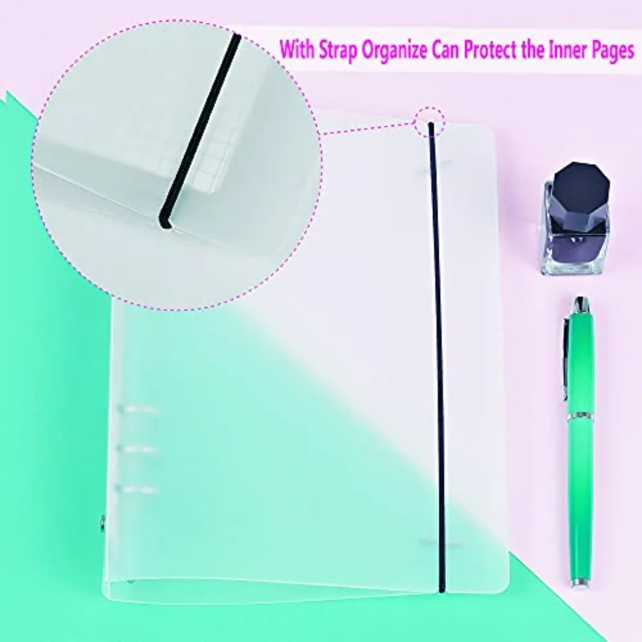Cubierta de carpeta de 6 anillas A5 con cierre de botón Sp, Protector de carcasa de cuaderno de hojas sueltas para páginas de planificador de 6 agujeros, inserto de repuesto