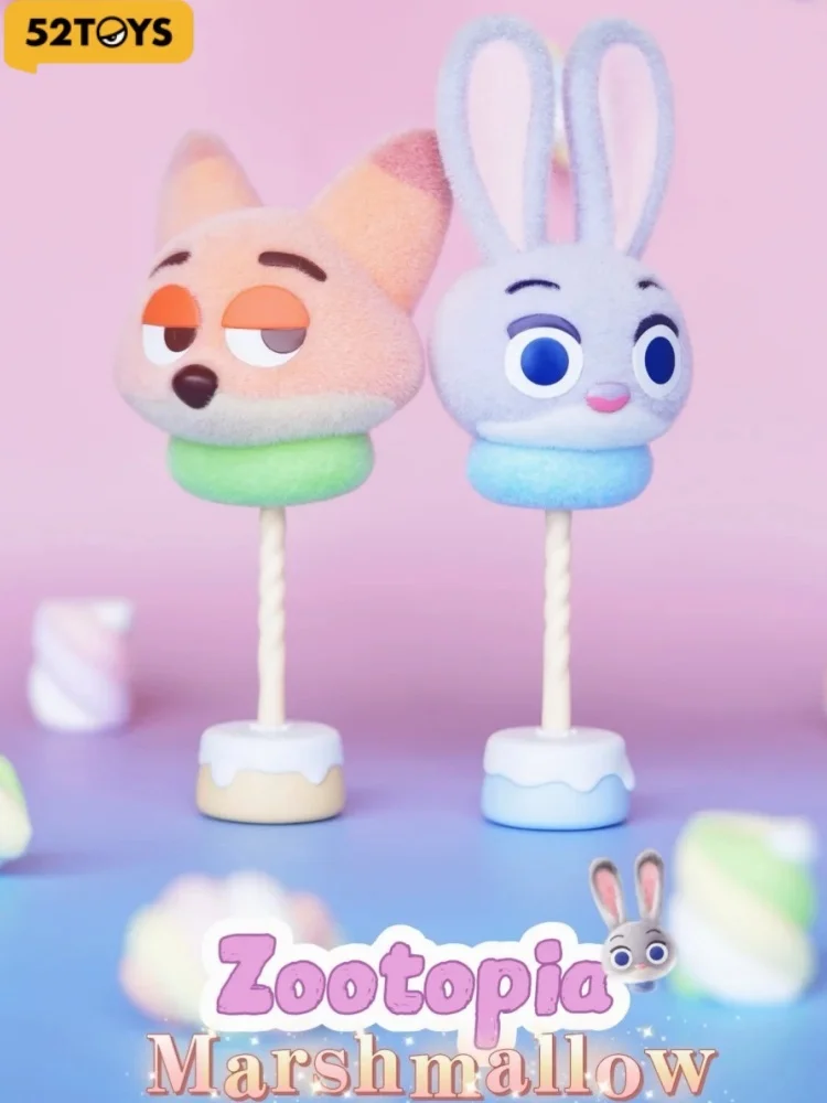 

52 игрушки, официальная серия Disney Zootopia Marshmallow, флокированная слепая коробка, модные игрушки, милый Джуди Ник, аниме-орнамент, загадочная коробка, подарок