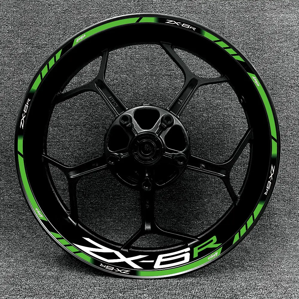 Un Set di ZX-6R 17 pollici mozzo ruota decalcomania decorazione ZX6R ZX 6R Logo adesivi riflettenti di alta qualità per Kawasaki moto Rim