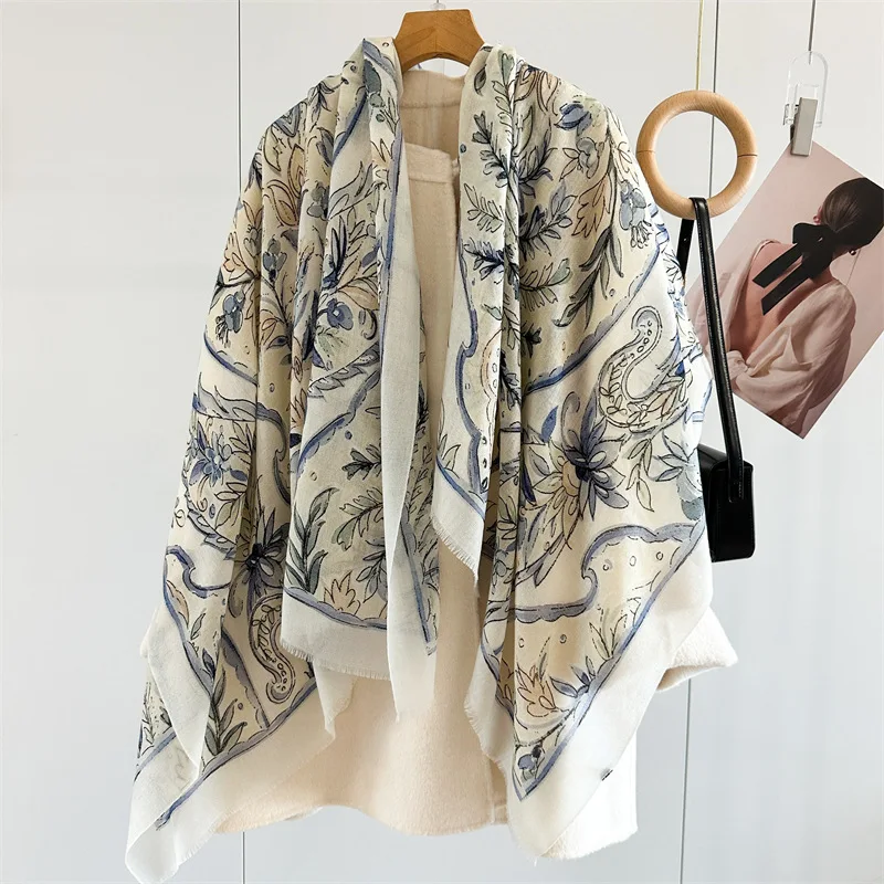 Temperament literary wool scarf women's autumn and winter new water-soluble wool long scarf warm light luxury long shawl