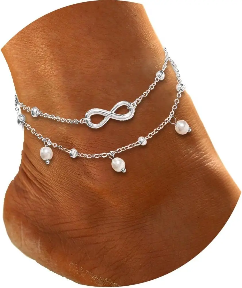 الخلخال الكريستال الطبقات الفضة حجر الراين الكاحل أساور سلسلة مجوهرات القدم الشاطئ للنساء والفتيات