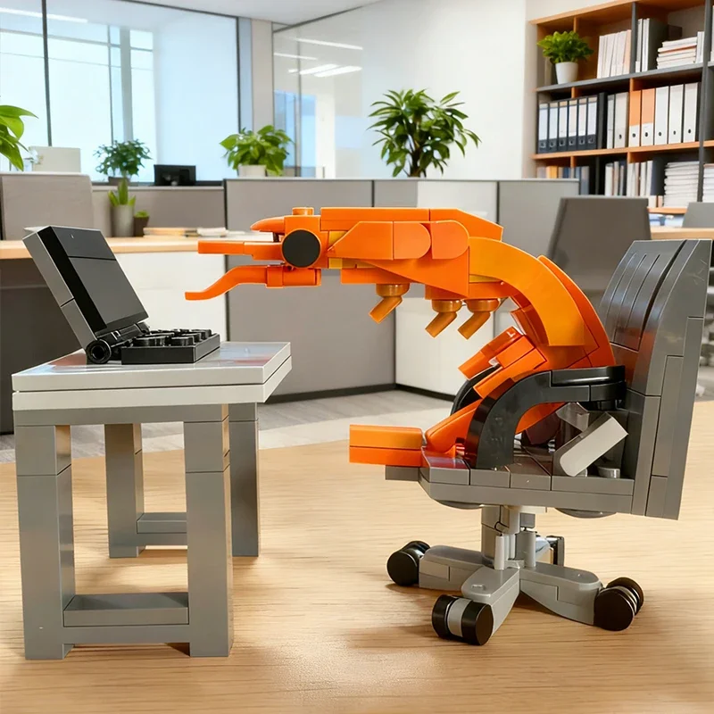 

150 Pcs Building Block Shrimp Model Creative Puppet Puzzle Assembly Set Toy Funny Internet Celebrity Imitation Toy Decorations