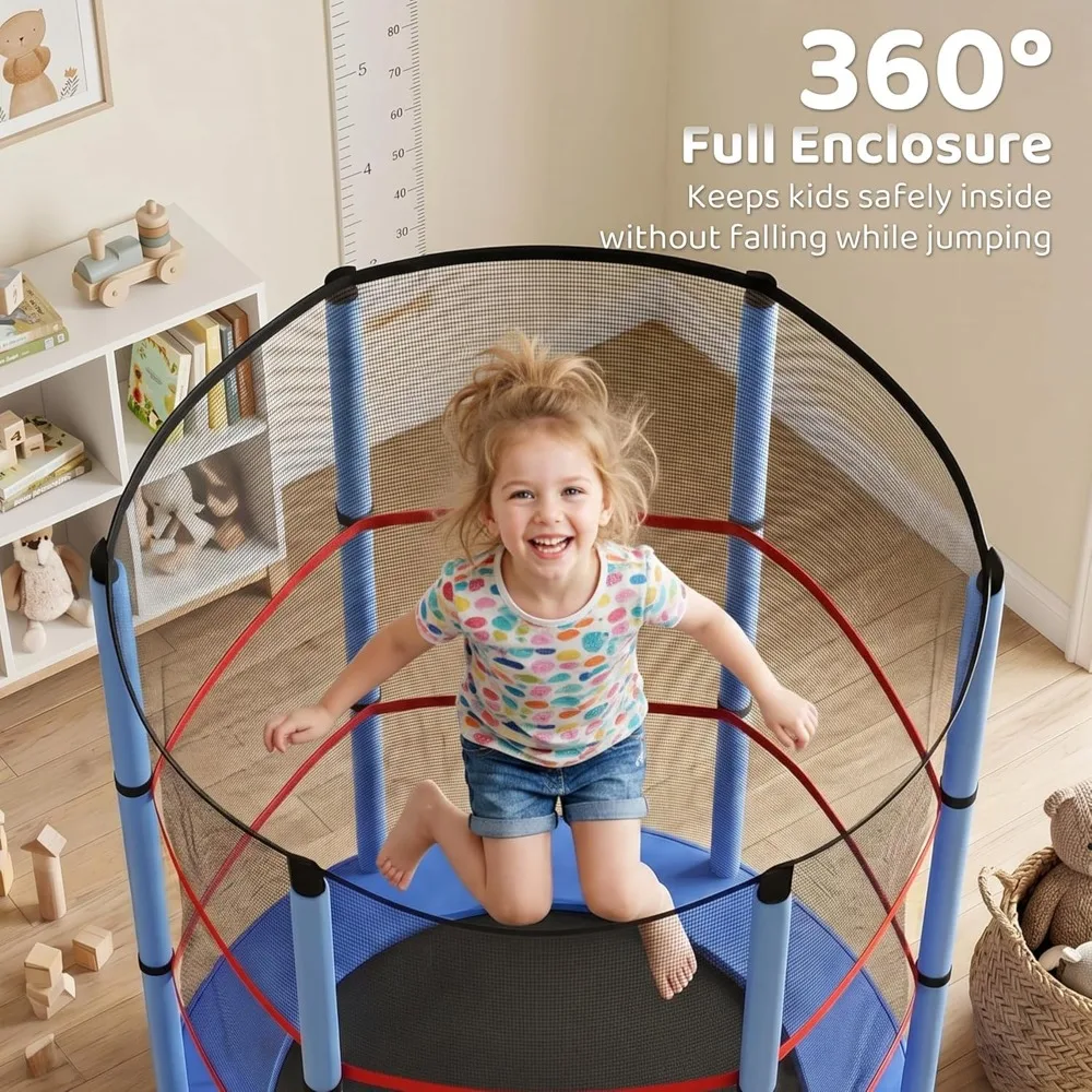 55" Mini Trampoline for Kids 3-6, Indoor/Outdoor with Enclosure Net, Springless Design, Safety Pad, Steel Frame, 99 lbs Capacity view 6