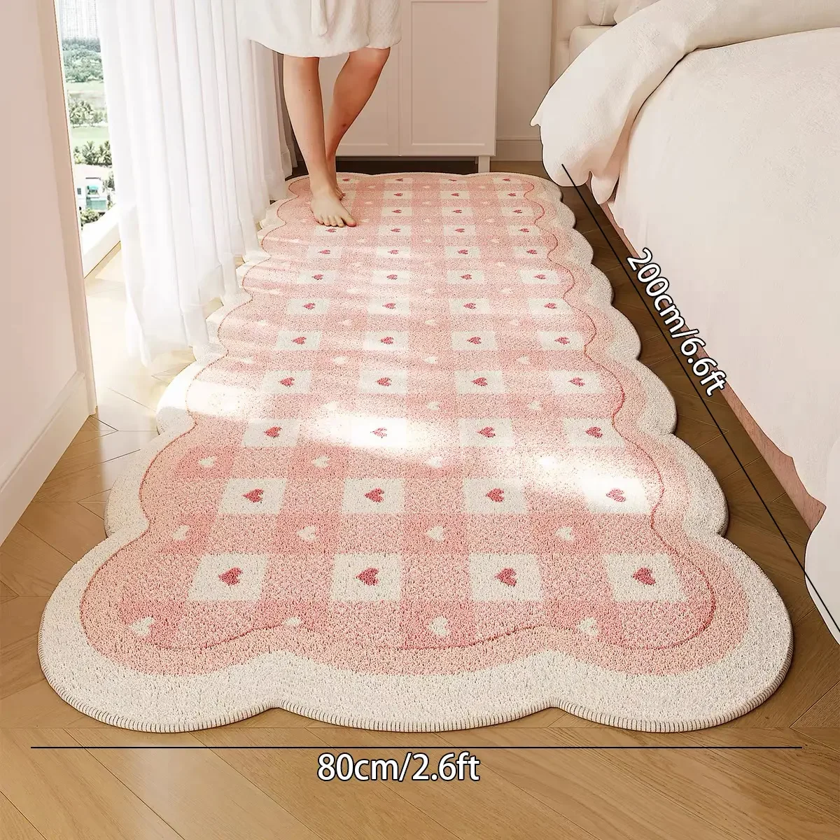 VIKAMA Korean Cream Style Plush Rug, Soft Fluffy Modern Carpet Non Slip for Living Room Bedroom Sofa Corridor Home Decor