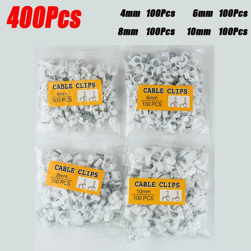 400 Stück 280 Stück Runde Kabelclips Kabelmanagement RG6 CAT6 RJ45 Elektrische Kabelhalter Kreisförmig 4mm 6mm 8mm 10mm – Detail 5