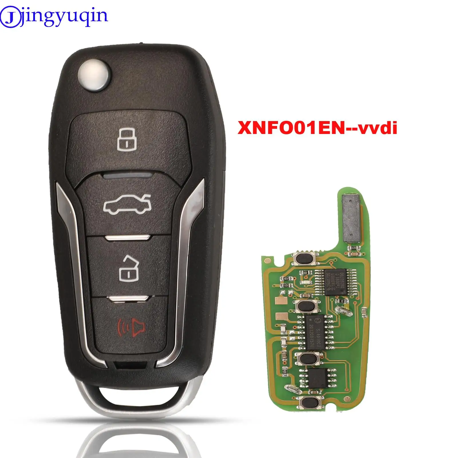 jingyuqin For Xhorse XNFO01EN Wireless Universal Remote Key 4 Buttons For Ford 4 Buttons Full Key