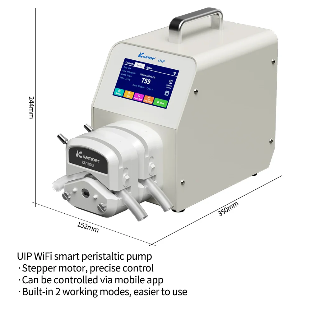 

Kamoer 0.1~1520ml/min UIP Multi-channel Peristaltic Pump AC100V-240V High Flow Stepper Dosing Pump(Foot Switch, RS485) for Lab