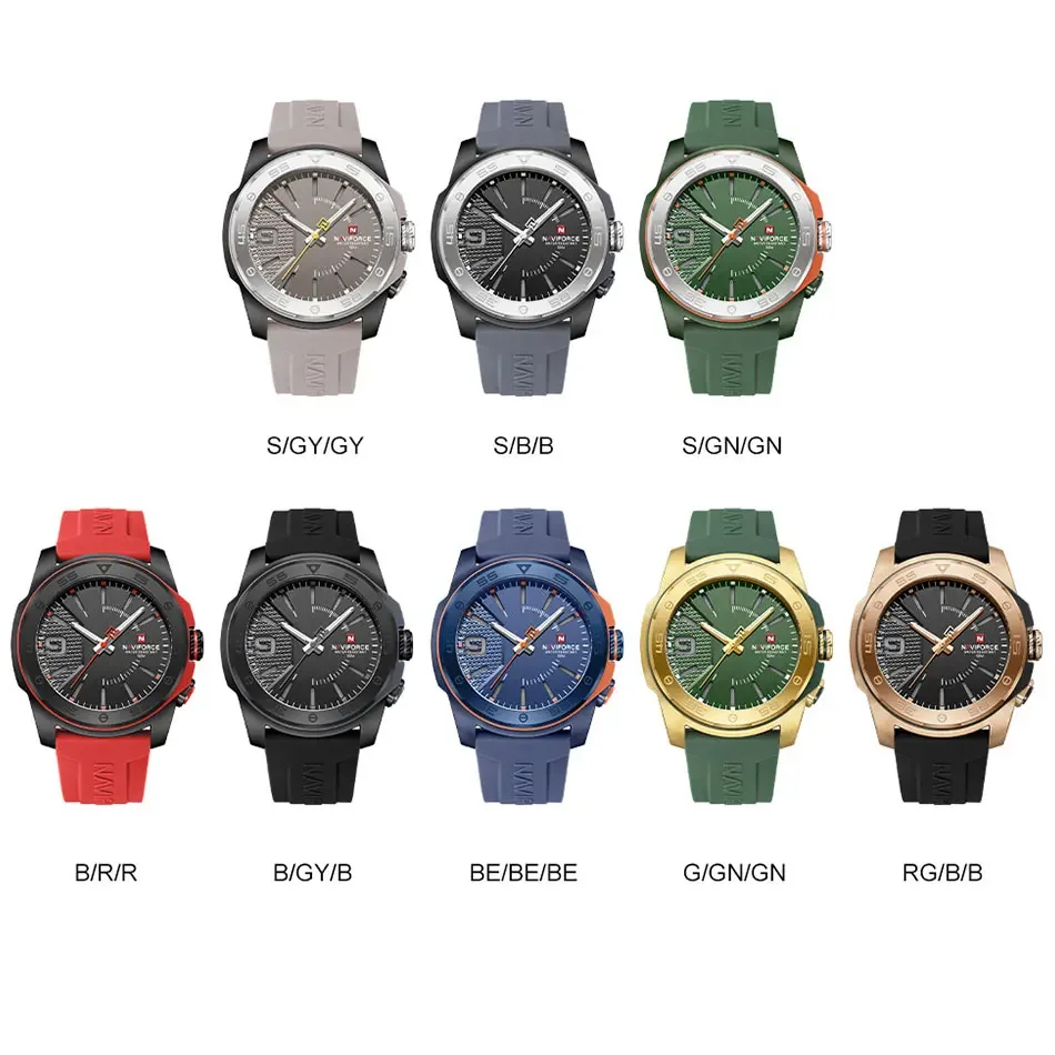 NAVIFORCE Original Quartz Watch for Men Simple Silicone Strap Wristwatch 5Bar Waterproof Luminous Men's Watches relgio masculino