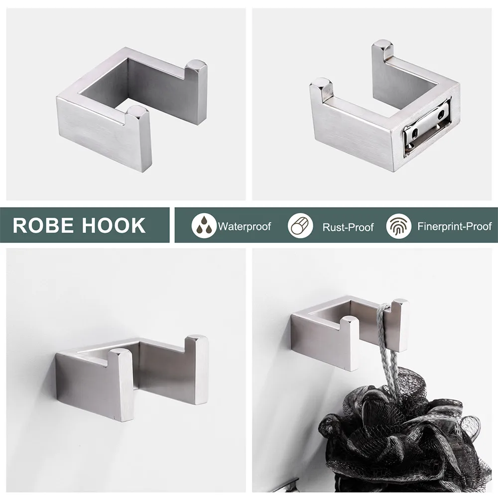 Stainless Steel Bathroom Accessories Set Includes Towel Bar 23.5 inch,Towel Holder,Toilet Paper Holder and Robe Hook