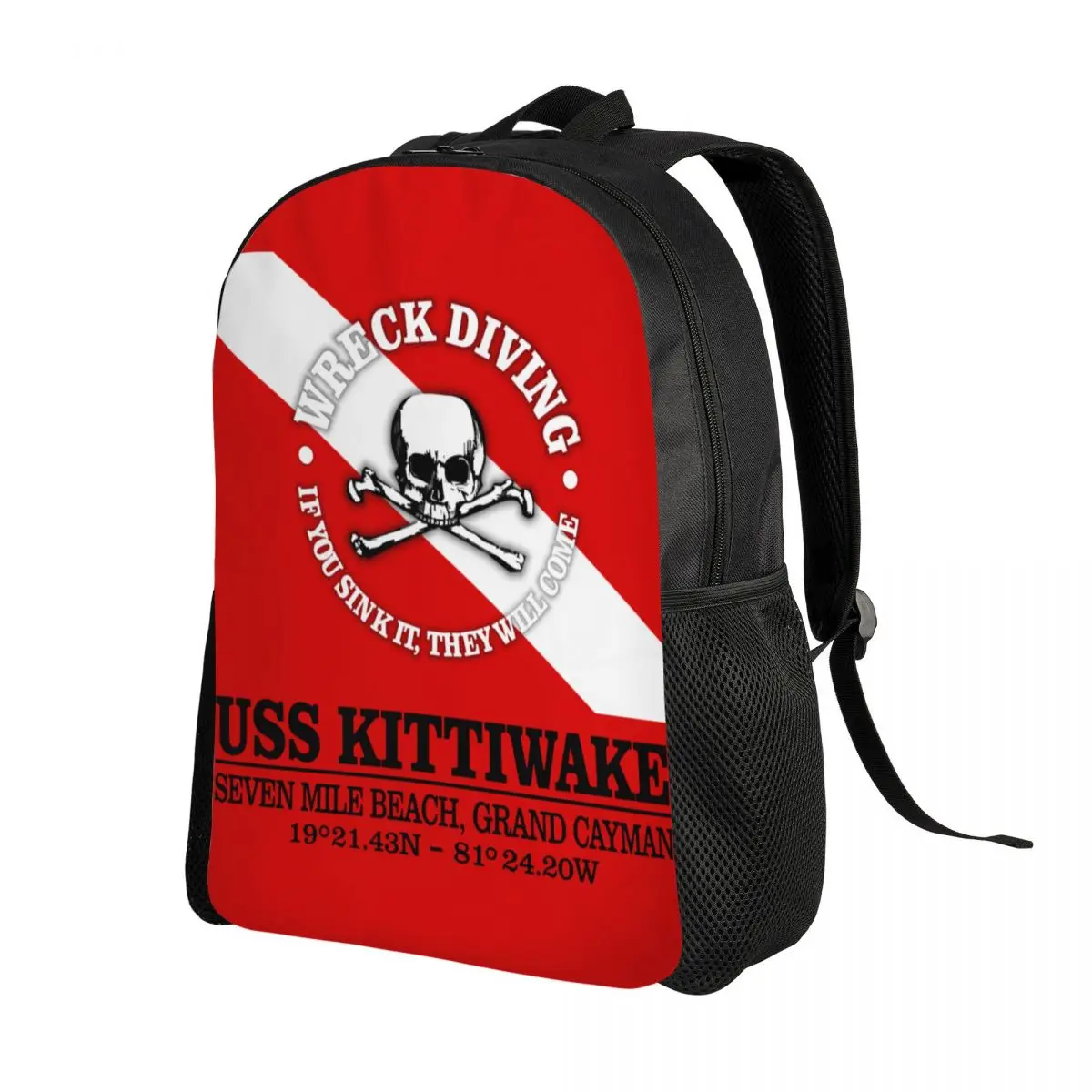 3D Printing USS Kittiwake Scuba Diving Backpack for Diver Dive Flag College School Travel Bags Bookbag Fits 15 Inch Laptop