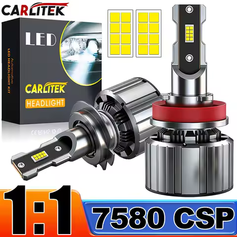 CARLITEK H11 LED Headlights 7580 CSP Canbus 1:1 Mini H7 H4 H8 H9 9005 9006 HB3 HB4 9012 HIR2 Fog Light 6500K Cool White Car Bulb