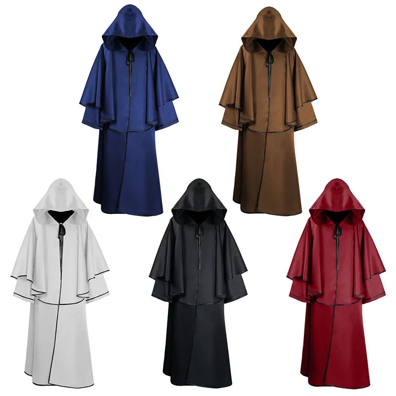 

Retro Robe Coat Medieval 5 Color Hooded Cloak Death God Robe Cosplay Women's Ethnic Costume Stage Costume Chinese Production