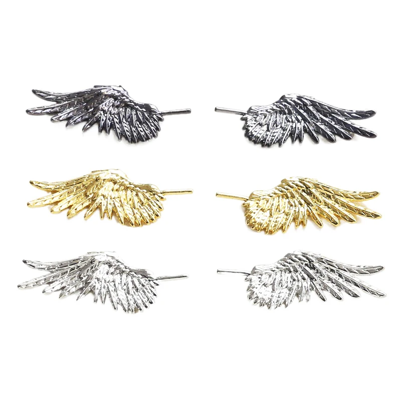 1 pair Copper plated real gold angel wings witch devil wings DIY hand jewelry special-shaped pearl pin material accessories