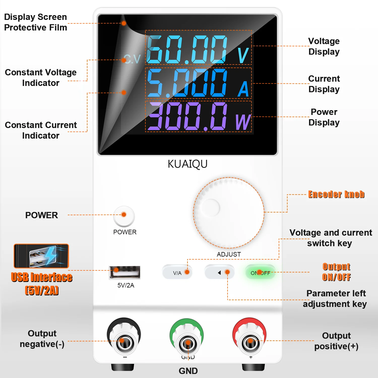 NICE-POWER SPPS-A605D White 60V 5A LED Digital Display Mini Switching Bench Laboratory Variable Voltage Dc Power Supply